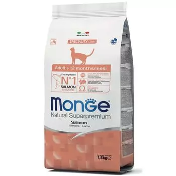 Корм для кошек Monge Cat лосось сух. 1,5кг