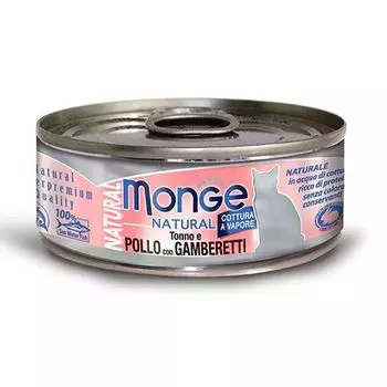 Корм для кошек Monge Cat Natural тунец с курицей и креветками конс.