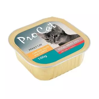 Корм для кошек Pro Cat курица, утка и индейка конс. 100г