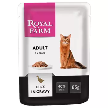 Корм для кошек ROYAL FARM утка в соусе пауч 85г