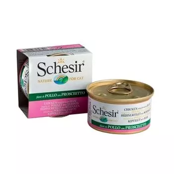 Корм для кошек SCHESIR филе цыпленка, ветчина конс. 85г