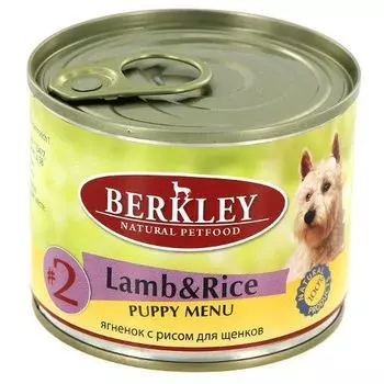 Корм для щенков BERKLEY ягненок с рисом конс. 200г