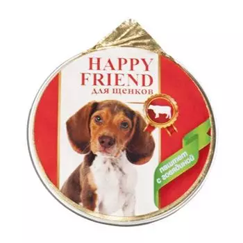Корм для щенков HAPPY FRIEND Паштет с говядиной конс. 125г