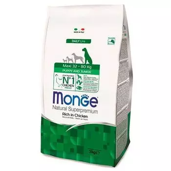 Корм для щенков Monge Dog Maxi для крупных пород, курица сух. 3кг