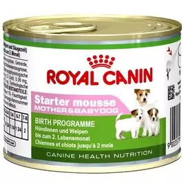 Корм для щенков ROYAL CANIN Starter Mousse до 2-х месяцев, беременных и кормящих сук конс. 195г