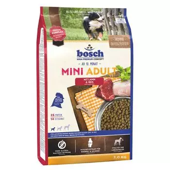 Корм для собак Bosch Mini Adult с ягнёнком и рисом для мелких пород сух. 3кг