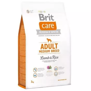 Корм для собак Brit Care Medium Breed для средних пород, ягненок с рисом сух. 3кг