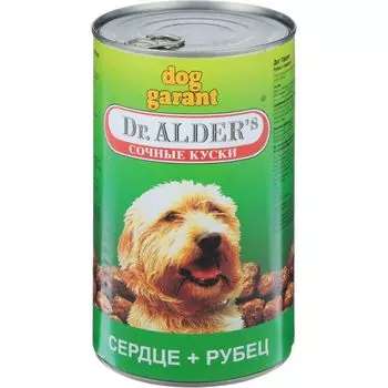 Корм для собак Dr. ALDER`s Дог Гарант сочные кусочки в соусе Рубец, сердце конс. 1230г