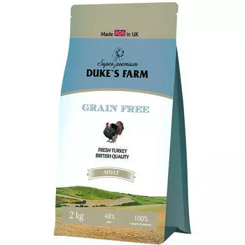 Корм для собак DUKE'S FARM беззерновой, индейка сух. 2кг