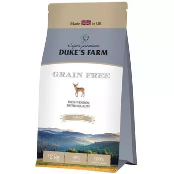 Корм для собак DUKE'S FARM беззерновой, оленина сух. 12кг