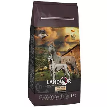 Корм для собак LANDOR для крупных пород, ягненок с рисом сух. 3кг