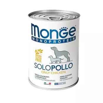 Корм для собак Monge Dog Monoproteico Solo паштет из курицы конс. 400г