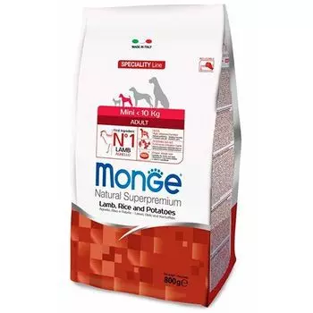 Корм для собак Monge Dog Speciality Mini для мелких пород ягненок с рисом и картофелем сух. 800г