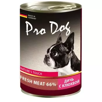 Корм для собак PRO DOG дичь, клюква конс. 400г