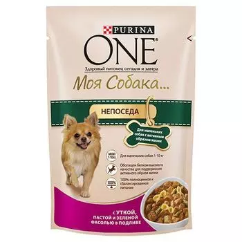 Корм для собак PURINA ONE Моя Собака утка, фасоль, конс. пауч 100г