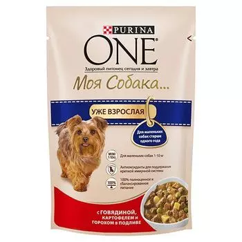Корм для собак PURINA ONE Моя Собака говядина, картофель, горох, конс. пауч 100г