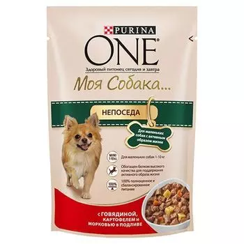 Корм для собак PURINA ONE Моя Собака говядина, картофель, морковь, конс. пауч 100г