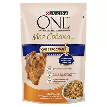 Корм для собак PURINA ONE Моя Собака курица, морковь, фасоль, конс. пауч 100г