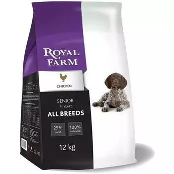 Корм для собак ROYAL FARM для пожилых, курица сух. 12кг