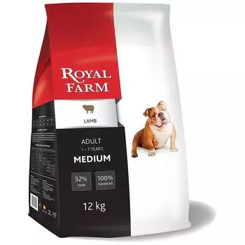 Корм для собак ROYAL FARM для средних пород, ягненок сух. 12кг