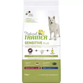 Корм для собак TRAINER Nat.Sensitive Plus для средних и крупных пород конина сух. 12кг