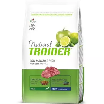 Корм для собак TRAINER Natural для крупных пород говядина, рис сух. 3кг