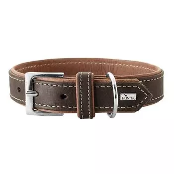Ошейник для собак HUNTER Porto 65 (50-56см)/3,5 натуральная кожа коньячный/темно коричневый