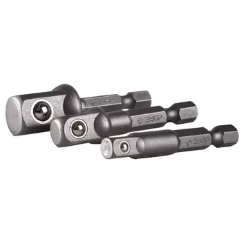 Адаптеры для торцовых головок Зубр "Эксперт" 26756-H3, E1/4" - 1/4", E1/4" - 3/8", E1/4" - 1/2", 3 предмета