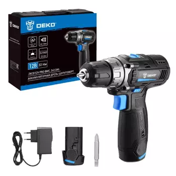 Аккумуляторная дрель-шуруповерт Deko ZKCD12V PRO 084-1015, в кейсе, 12В, 2х2.0Ач