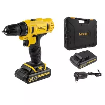 Аккумуляторная дрель-шуруповерт Molot MBD 1815-1 DLi 0329136, в чемодане, 18В, 2 акк., 1.5 А/ч Li-Ion, 2 скор., 30 Нм