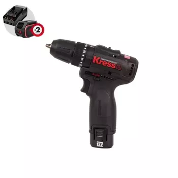 Аккумуляторная ударная дрель-шуруповерт Kress KU362.2 (2xАКБ Li-ion 12 В, 2 Ач, ЗУ, набор аксессуаров, сумка)