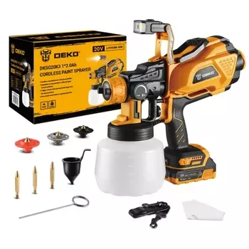 Аккумуляторный краскопульт Deko DKSG20K3 (Li-Ion, 20 В, 2.0 Ач совместим с Makita LXT)