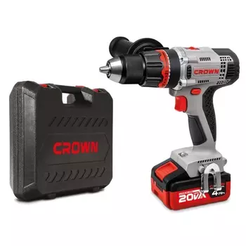 Аккумуляторный шуруповерт Crown CT21076HMX-4 BMC (20В, 4Ач*2, 60Нм)