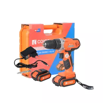 Аккумуляторный шуруповерт Союз ДШС-14-2К-ПРОМО (max крутящий момент 35 нм, напряжение 14.4 в)