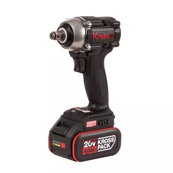 Аккумуляторный ударный гайковерт Kress KU272.2, бесщеточный (20В, 400Нм, 4Ач х2, Зу 2А, кейс)