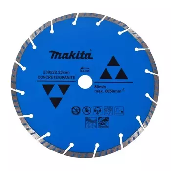 Алмазный диск сегментированный Makita Турбо D-44345 по бетону/граниту "Эконом" 230x22,23x7 мм