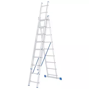 Алюминиевая трехсекционная лестница Сибртех 97819, 3х9 ступеней