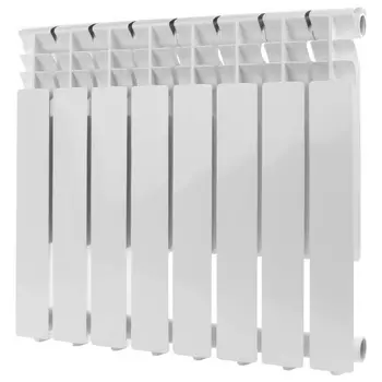 Алюминиевый радиатор Rommer Optima 500, 8 секций, боковое подключение трубы