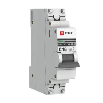Автоматический выключатель EKF PROxima ВА 47-63 16A/1P, 4.5 кА, С