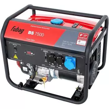 Однофазный электро бензо генератор Fubag BS 7500 (7 кВт, ручной запуск, 3 розетки)