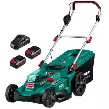 Бесщеточная газонокосилка Зубр ГКЛ-4336-42 (С1-18, 43 см, 36 В, 2х18 В, 4 Ач)