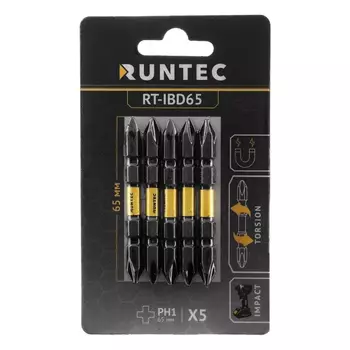 Бита ударная двусторонняя Runtec RT-IBD65 H6.35 65мм PH1/PH1 5шт.