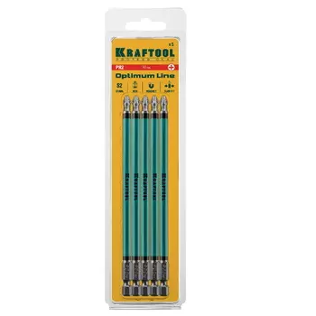 Биты Kraftool 26122-2-150-5, PH2, 150мм, тип хвостовика E 1/4", 5 шт. в блистере