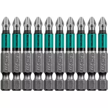 Биты PH2, 50 мм, тип хвостовика E 1/4" Kraftool 26122-2-50-10, 10 шт.