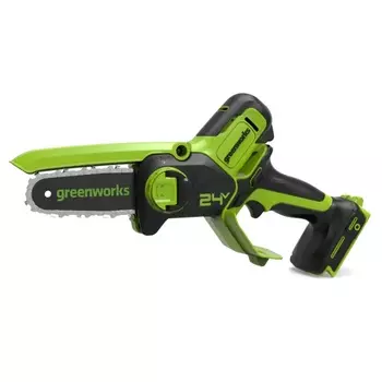 Цепная мини пила аккумуляторная Greenworks 2008207UA 24V, 10 см, c АКБ 2Ач и ЗУ