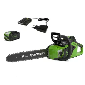 Цепная пила Greenworks 2005807UA, 40В, 40 см, в комплекте с АКБ 2Ач и ЗУ