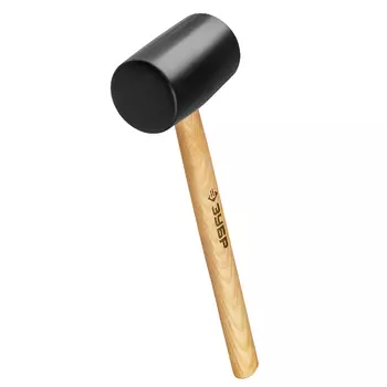 Чёрная резиновая киянка Зубр 2050-75_z02, с деревянной рукояткой 680г