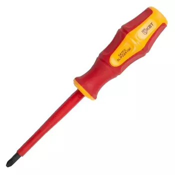 Диэлектрическая отвертка КВТ PZ-FL 2х100 Pozidriv плюс-минус для работ под напряжением до 1000В