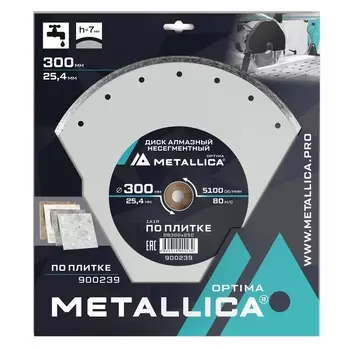 Диск алмазный несегментный Metallica Optima 900239 (300x25,4 мм, H=7 мм, по плитке)