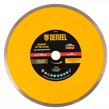 Диск алмазный сплошной Denzel 73164, супертонкий, 300 х 25,4 мм, горячее прессование, мокрое резание